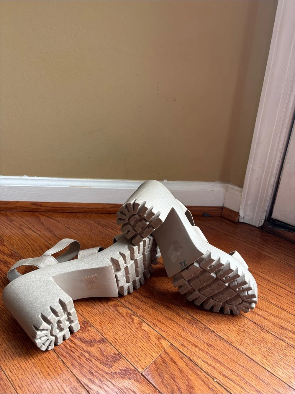 Madden Girl Taupe Strappy Platform Sandals